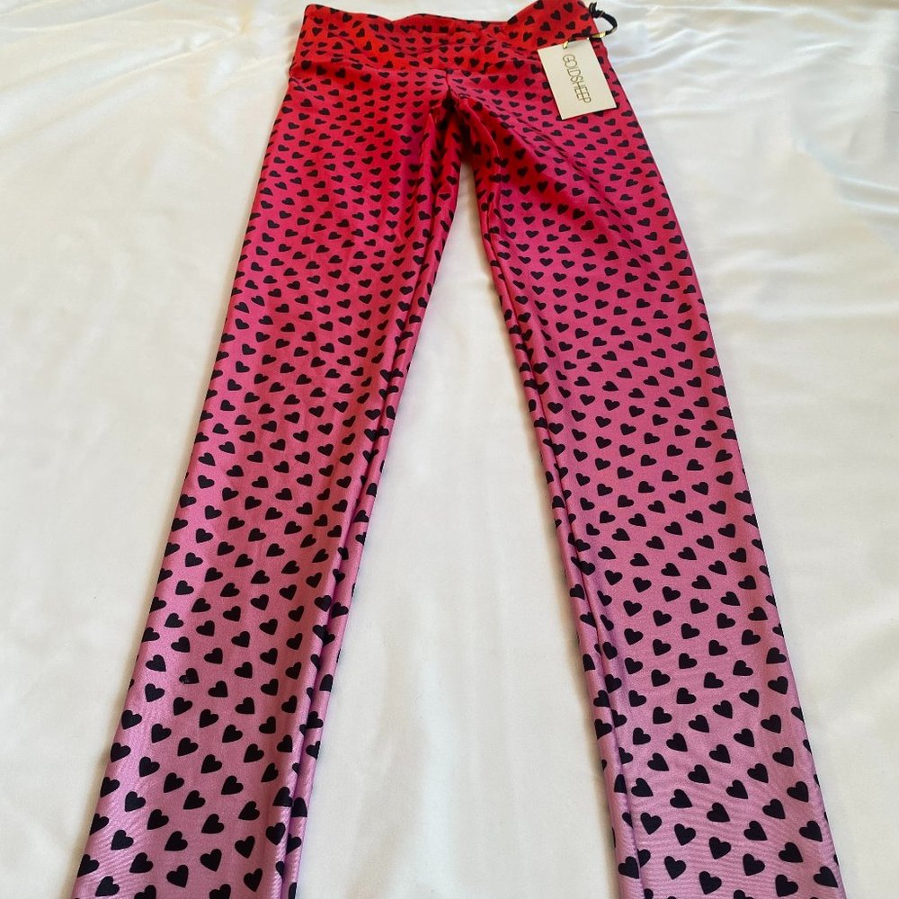 Goldsheep Ombre Red/Pink Leggings with HEARTS - SZ S, NWT - Adorable:)